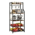 thumbnail image 1 of Kitchen Bakers Rack, Microwave Oven Stand with 2 Large Wire Basket, Industrial Coffee Bar Station, 5-Tier Kitchen Utility Storage Shelf with 8 Hooks for Spice, Pots Organizer, 1 of 9