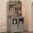 thumbnail image 1 of Kitchen Bakers Rack with Power Outlet,Coffee Bar Table 6 Tiers,Kitchen Microwave Stand,Microwave Oven Stand Pantry Hutch with Door,Storage Shelf Rack for Spices,Pots and Pans, 1 of 7