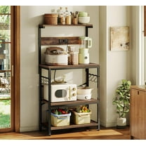 Kitchen Bakers Rack with Power Outlet, Coffee Table, 4 Tiers, Storage Shelf Rack for Spices, Pots and Pans - Rustic Brown