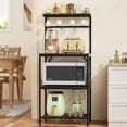 thumbnail image 1 of Kitchen Bakers Rack with Storage Shelves, Small Coffee Bar Cart with 8 Hooks, 4 Tiers Microwave Stand Station with Adjustable Shelves, Freestanding Kitchen Appliance Organizer, 1 of 9