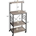 thumbnail image 1 of Kitchen Bakers Rack on Wheels, Microwave Stand Cart with 6 Hooks, Adjustable Feet, Gray, 1 of 9