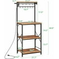 thumbnail image 1 of Kitchen Bakers Rack with Power Outlet 10 Hooks, 4 Tiers Coffee  Station Cabinet, Microwave Stand with Storage (Rustic Brown, 21.7 x 14.2 x 49.6 Inch), 1 of 8