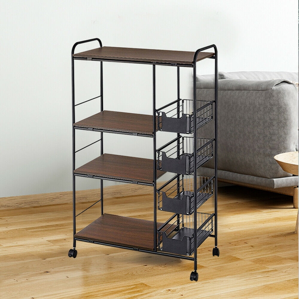 Kitchen Bakers Racks Metal Rolling Trolley Cart Mobile Storage Shelf ...