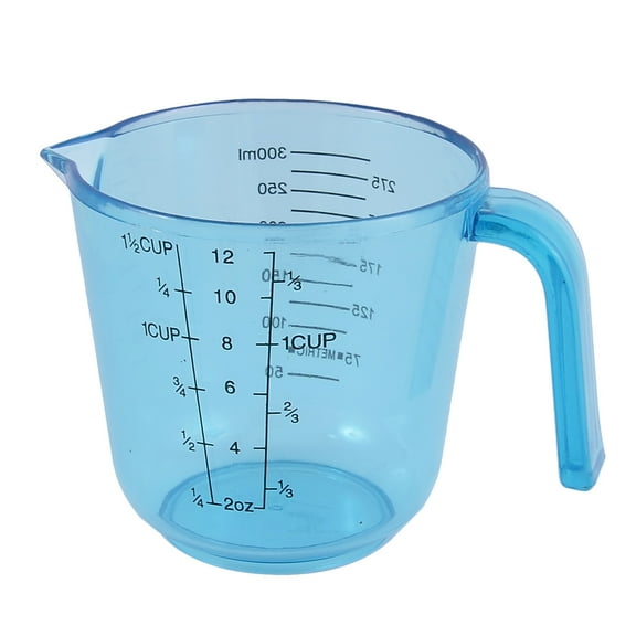 Kitchen Bakery Baking Plastic Water Liquid Measuring Cup 300ml Clear Blue