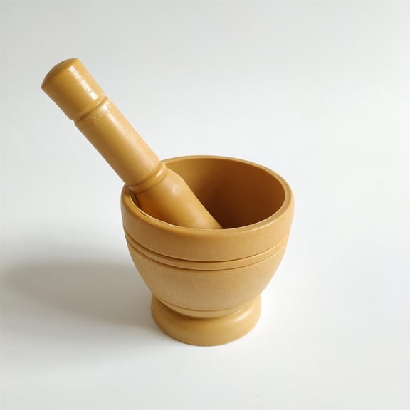 Kitchen Bamboo Mortar and Pestle with Lid Spice Grinding Bowl