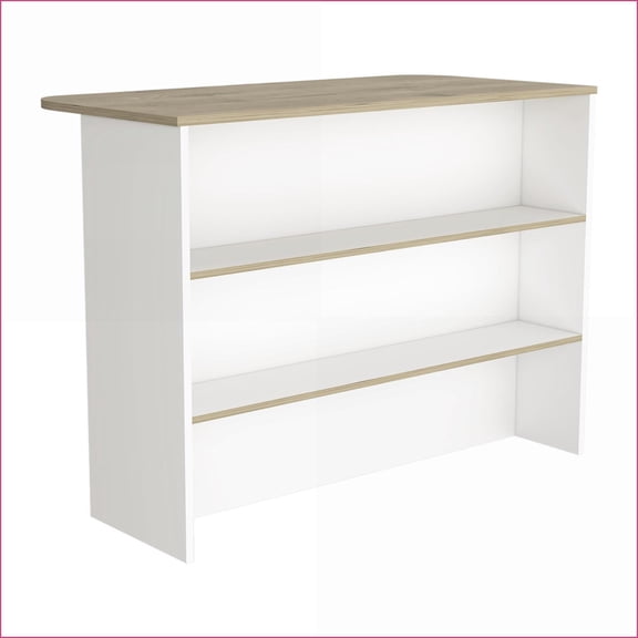 Kitchen Bar 47.2 W with Spacious Workstation & Dual-Tier Shelves, White/Light Pine | Light Oak | Particle Board