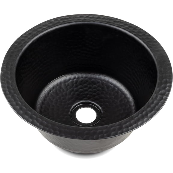 Kitchen & Bar Sink - 12-inch Essex Dual Mount Drop in Bar Prep Sink, Hand Hammered Matte Black Sinks, Drop in or Undermount Kitchen Sinks, Single Circular Dual Mount Bowl