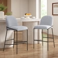thumbnail image 1 of Kitchen Bar Stools, Counter Height Stools with Gray Fabric Seat and Antique Bronze Metal Frame, Upholstered Dining Stools for Kitchen Island, Home Bar, Restaurant, Set of 2, 1 of 8