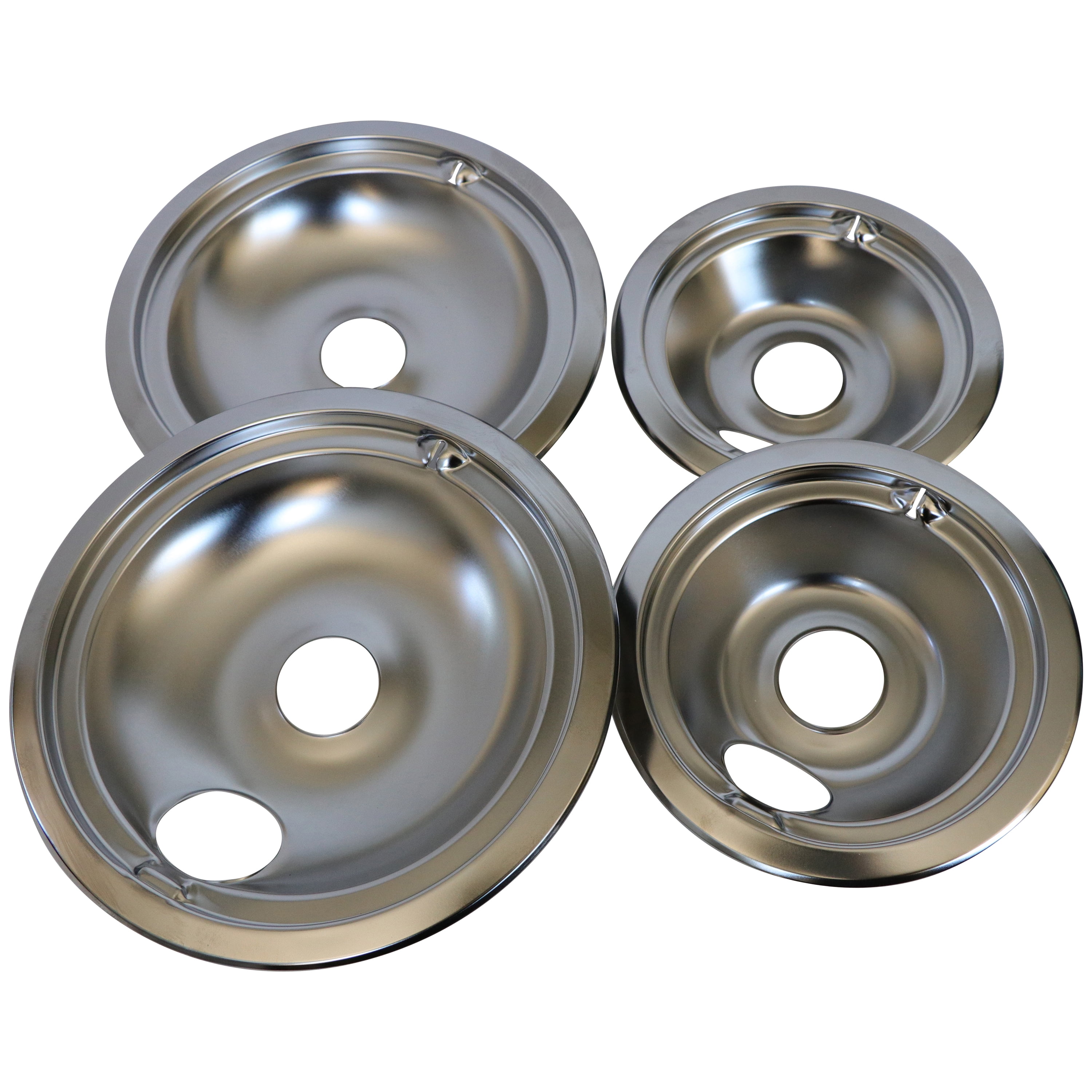 Kitchen Basics 101: 4 Pack (2) 6 and (2) 8 Chrome Burner Drip Pan Bowls  Replacement for GE GE68C Hotpoint WB31T10010 WB31T10011 - Walmart.com