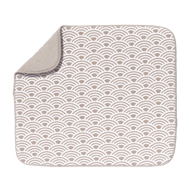 Kitchen Basics Dish Drying Mat, 16" x 18", Brown, Wave Print