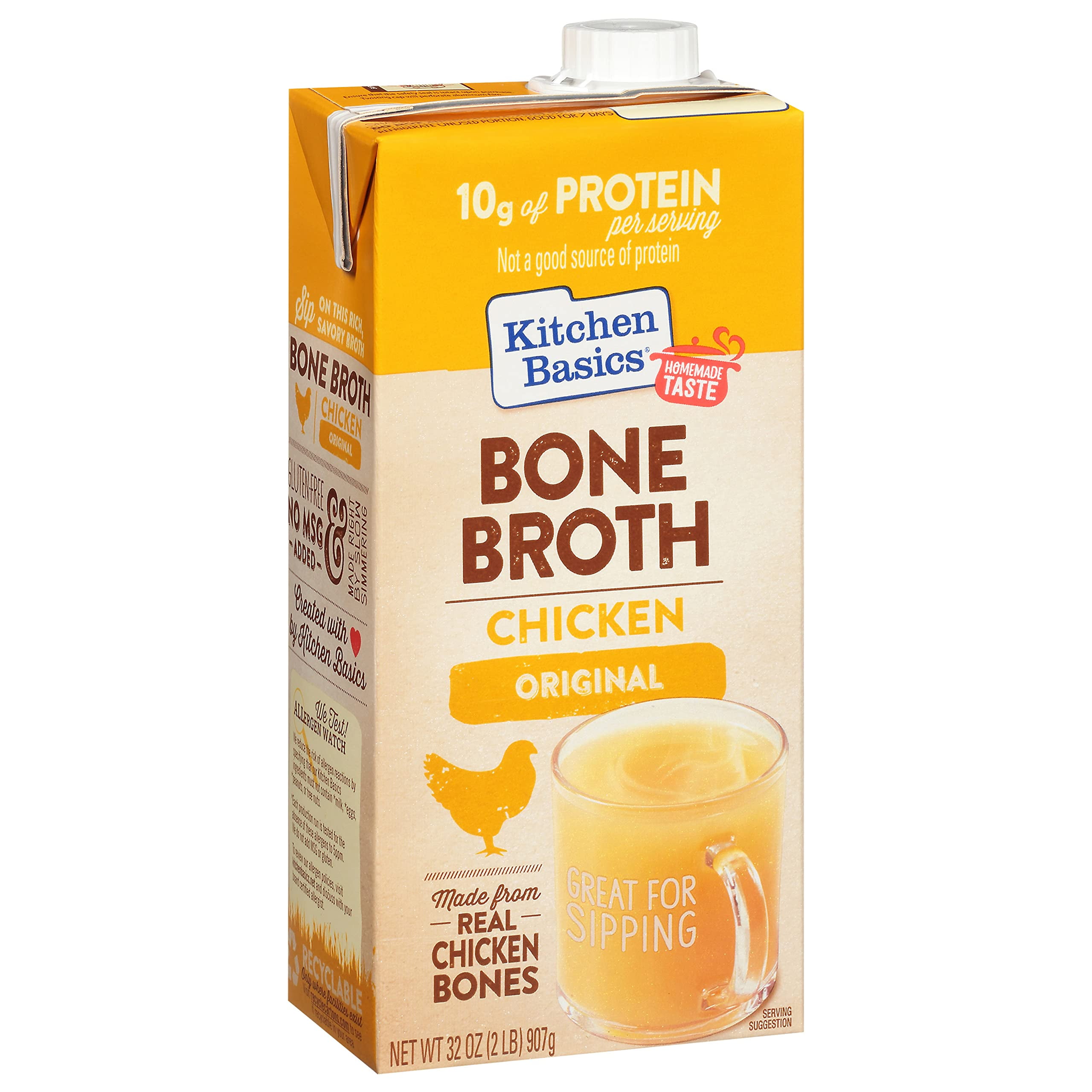 Kitchen Basics Heart Healthy Organic Gluten Free Chicken Bone Broth, 32 oz [Pack of 12]