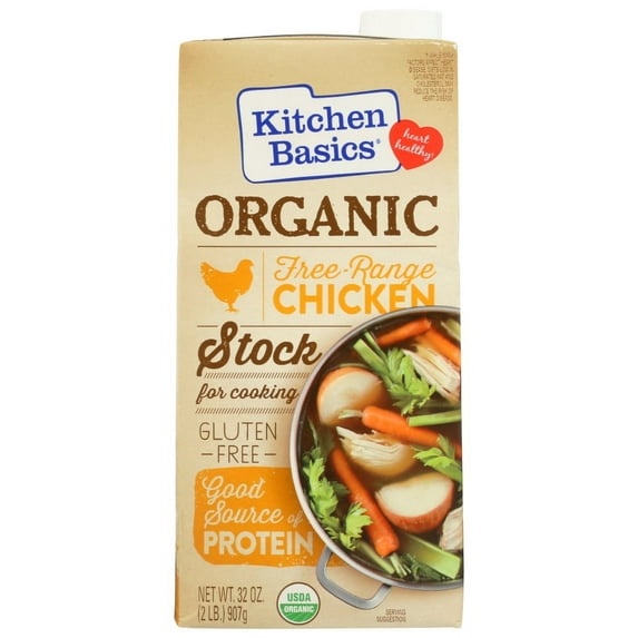Kitchen Basics Organic Free Rande Chicken Stock For Cooking, 32 Fz