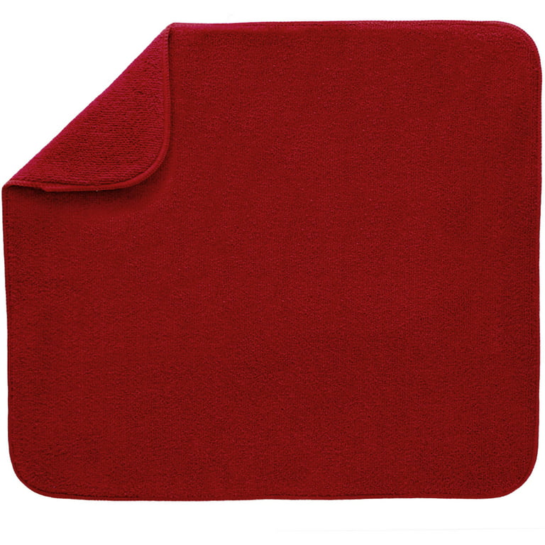 Kitchen Basics Reversible Microfiber Dish Drying Mat, Red, 16 x 18 
