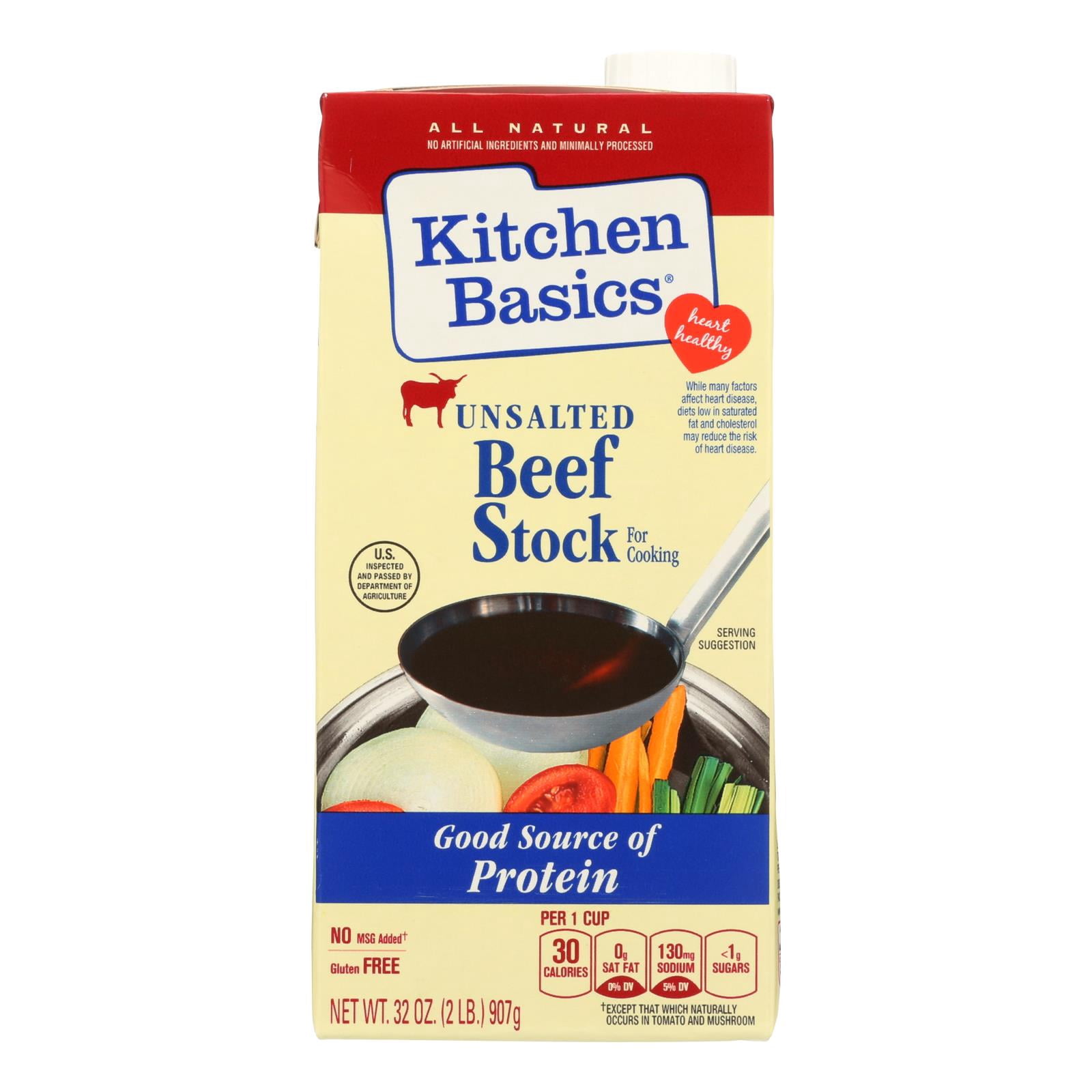 Kitchen Basics Unsalted Beef Stock Cooking Base, Meat-Based Broth, 32 ...
