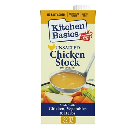 Kitchen Basics Unsalted Chicken Stock, 32 oz Carton
