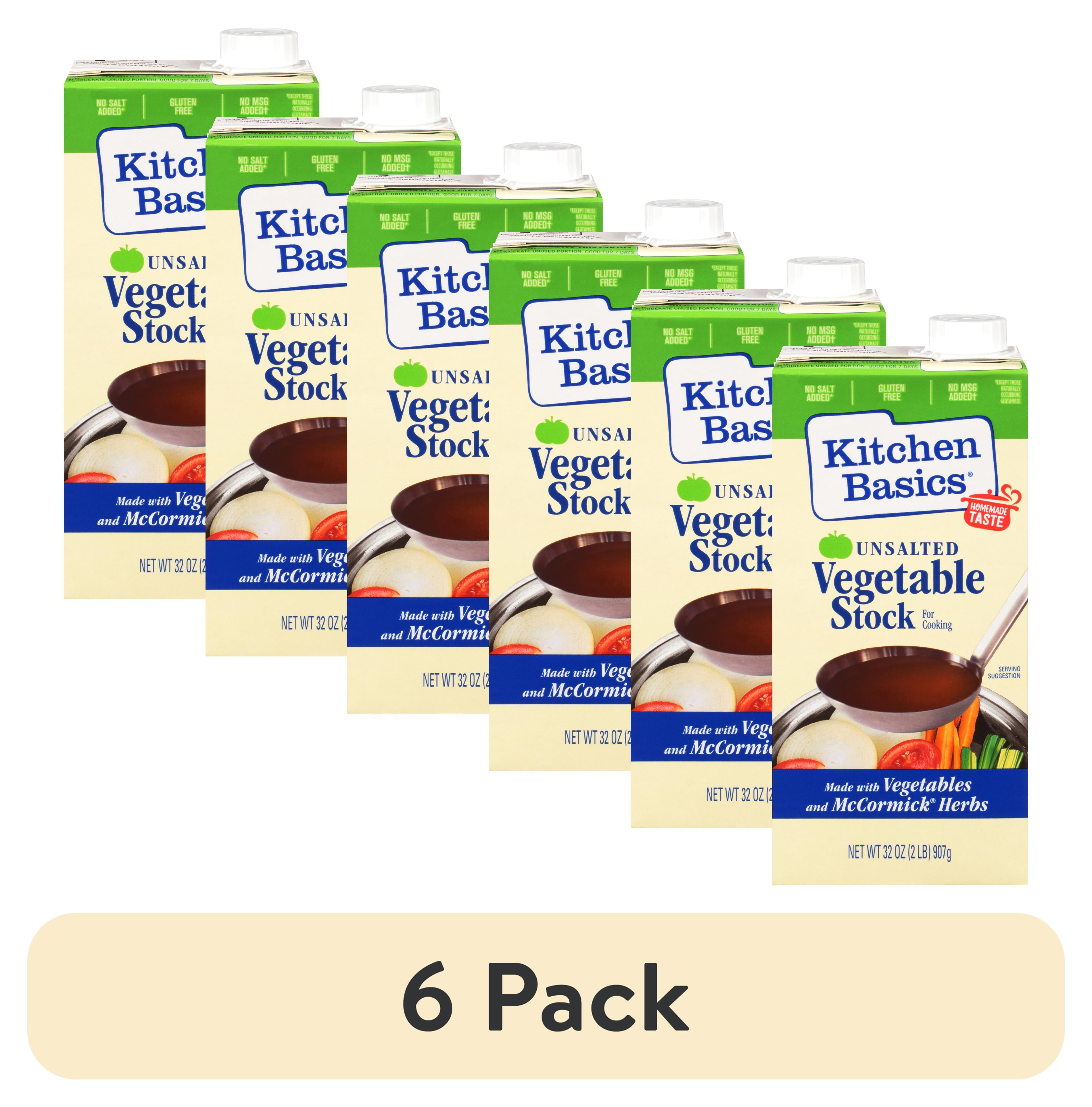 (6 pack) Kitchen Basics Unsalted Vegetable Stock, 32 fl oz