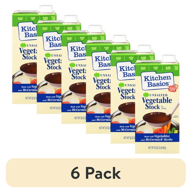 (6 pack) Kitchen Basics Unsalted Vegetable Stock, 32 fl oz