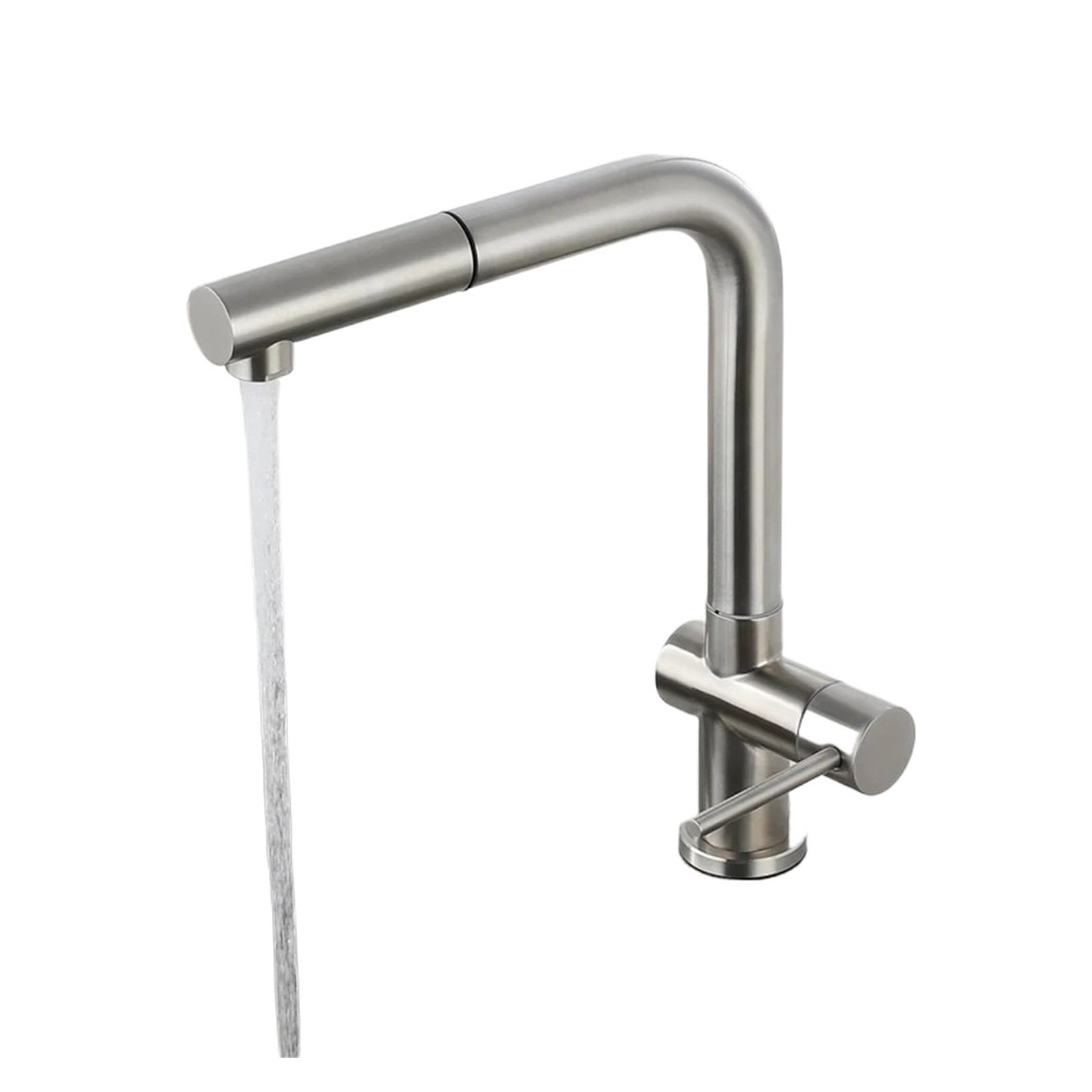 Kitchen Basin Faucets Stainless Steel Material Cold Water Only Single Handle, Pull Down Hoses 360 Rotation ,Easy to Install