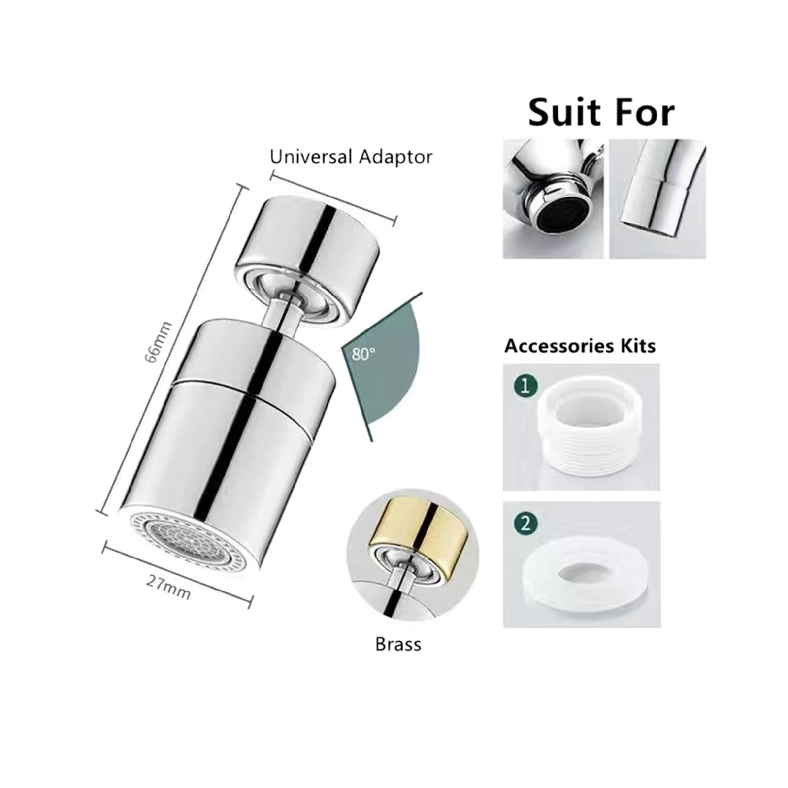 Kitchen Basin Universal Faucet Bubbler Pressurized Brass Splash-proof Water Extension Faucet Aerator Universal Shower ,Easy to Use