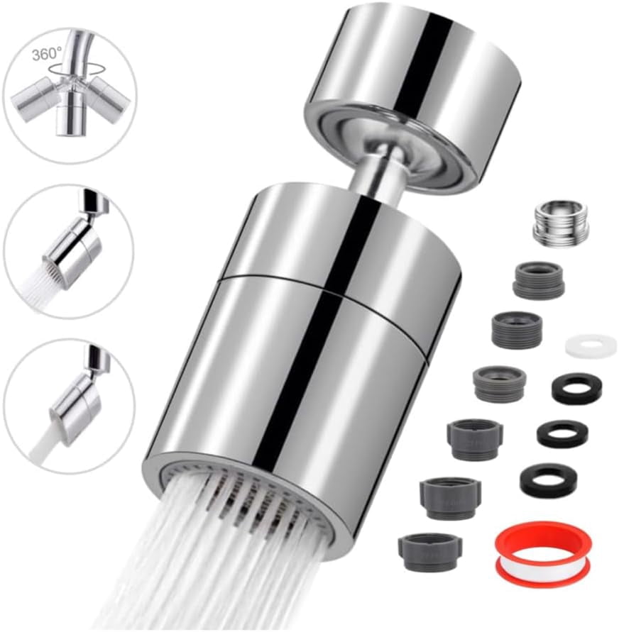 Kitchen and BasinTap Spray Head,360° Swivel Dual-Function Sprayer,80-Degree Big Angle Swivel Faucet Aerator,Faucet Extension Sprayer,Kitchen Faucet Aerator Splash Proof Spout (short style)