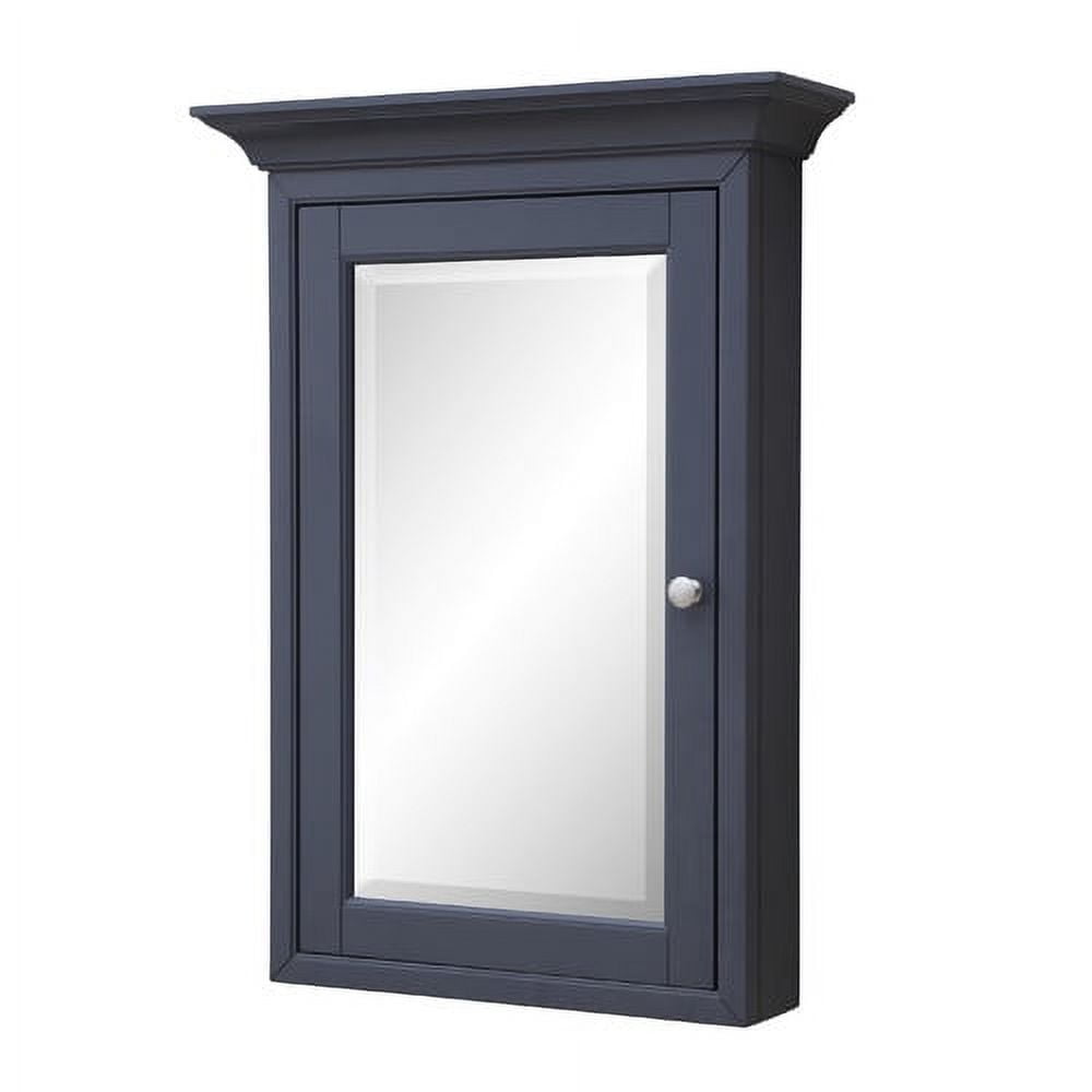 Charcoal Gray Solid Wood Wall-Mounted Medicine Cabinet with Beveled Mirror