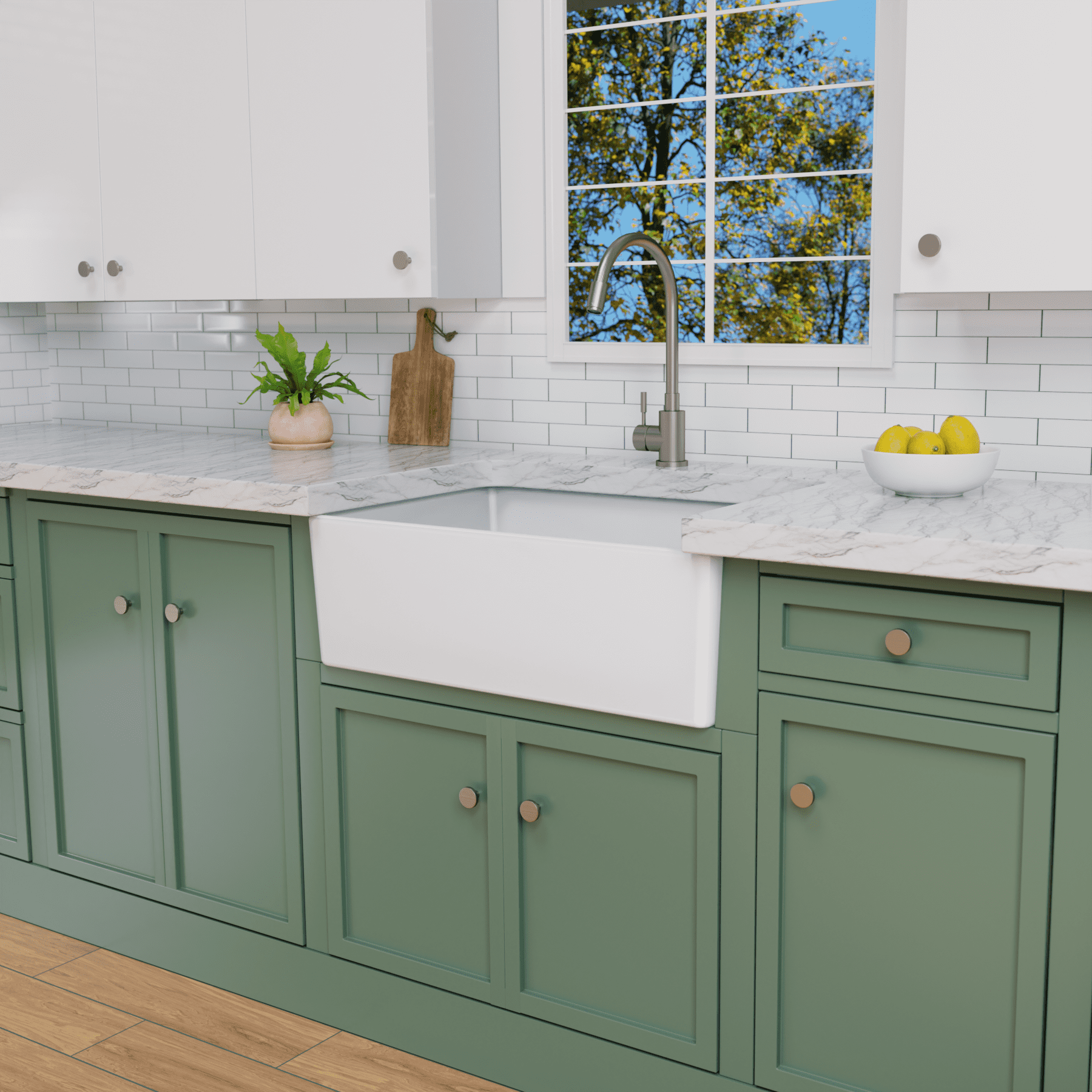 Kitchen Bath Collection Charleston Reversible 30   x 20'' Farmhouse Kitchen Sink with Basket Strainer