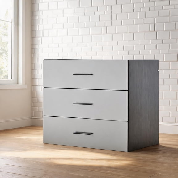 Kitchen Bathroom Indoor Storage Slate Gray Wood Metal 2-Drawer Wall Mounted Modern Storage Cabinet