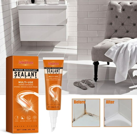 Kitchen and Bathroom Sealant Transparent Waterproof Leak High Temperature Resistant Quick Dry Brush-On for Ceramic Tiles Wall Ceiling Window Pipe 120ml