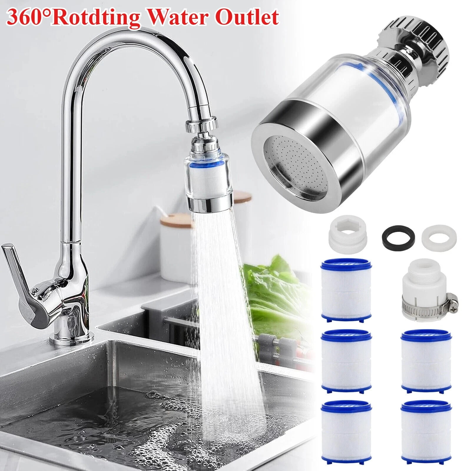 Kitchen & Bathroom Sink Faucet Water Filter, Tap Mount Filtration System, Purifier.