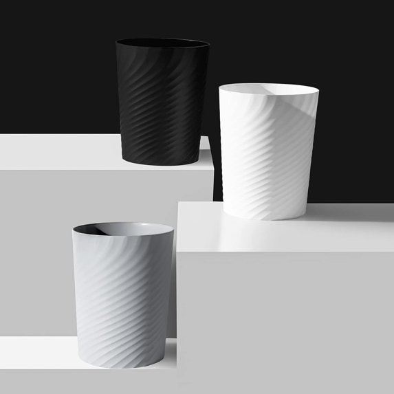 Kitchen Bathroom Trash Cans, Plastic Garbage Cans, Round Waste Basket for Bathroom, Bedroom, Office, Kitchen, Room, Compact Space, White