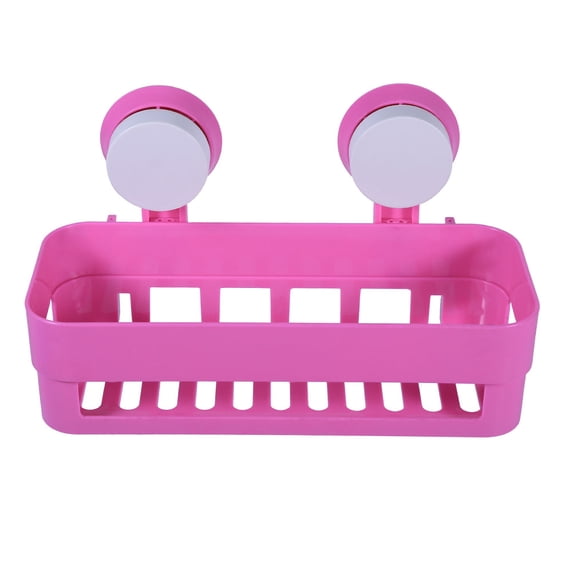 Kitchen Bathroom Wall Shower Shelf Storage Organizer Basket With Suction Rack Pink