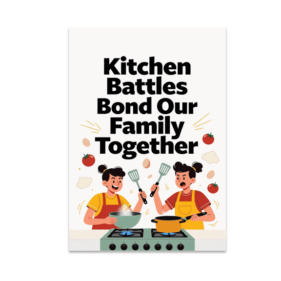 Kitchen Battles Bond Our Family Together - Culinary Competition Decor - 13x19 Poster Print