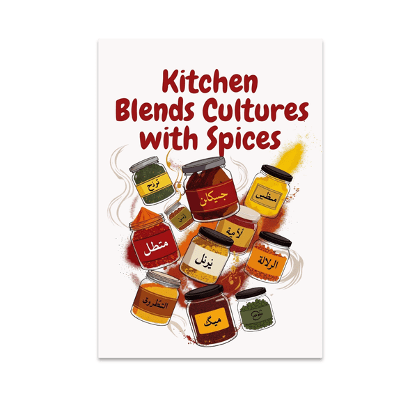 Kitchen Blends Cultures with Spices - Cooking Enthusiast - 13x19 Poster Print