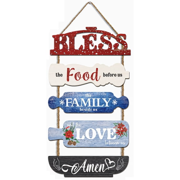 Kitchen Blessing Wood Sign, Rustic Prayer Plaque, Farmhouse Hanging Decor, Scripture Cutting Board Art, Vintage Religious Wall Ornament