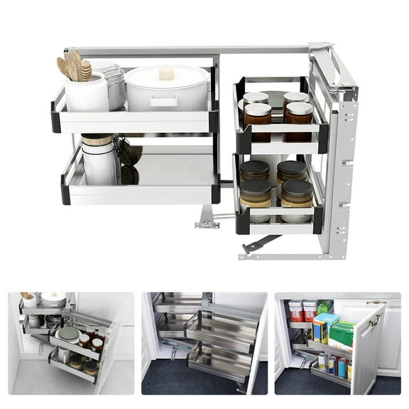 Kitchen Blind Corner Organizer Soft Close Large Capacity Cabinet Adjustable