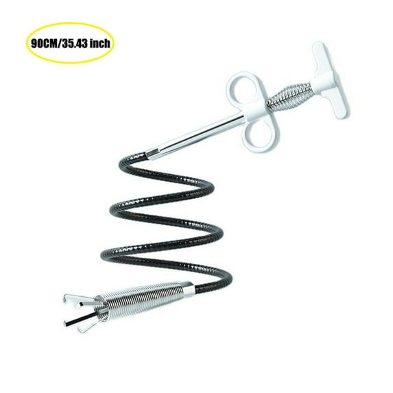 Kitchen Blockage Washbasin Sewer Cleaning Drain Cleaner Pipe Unblocker Curved Pipe Clog Remover WHITE 90CM