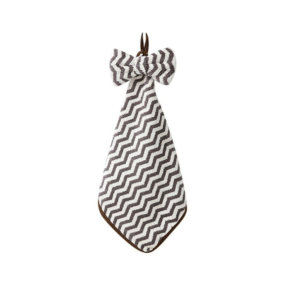 Kitchen Bowknot Hanging Hand Towel Cute Cartoon Absorbent Dish Cloth for Bathroom Living Room Cleaning, Brown