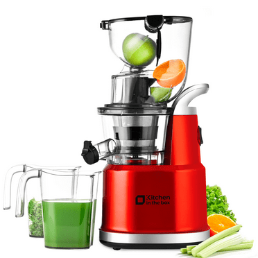 Kitchen in the Box Cold Press Juicer Machines With 3.26" Wide Feed Chute, Slow Masticating Juicer Machine for Whole Fruits and Vegetables, BPA-Free, High Juice Yield Juicer Maker (Red)