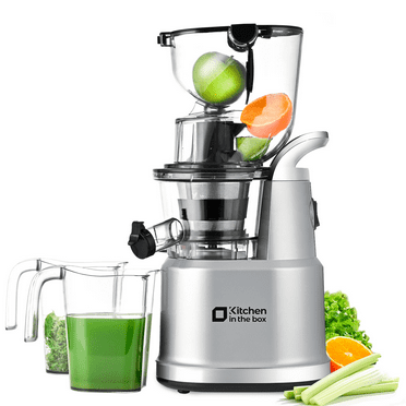 Kitchen in the Box Cold Press Juicer Machines With 3.26" Wide Feed Chute, Slow Masticating Juicer Machine for Whole Fruits and Vegetables, BPA-Free, High Juice Yield Juicer Maker (Silver)