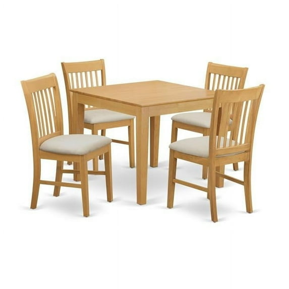 Kitchen Breakfast Nook Table & 4 Dining Chairs, Oak