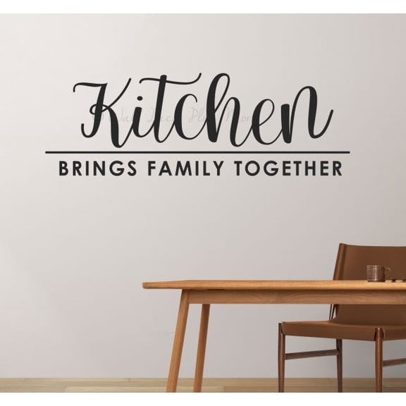 Kitchen Brings Family Together Quote Wall Decor Sticker Decal Vinyl Lettering Art Words 33X11-Inch Black