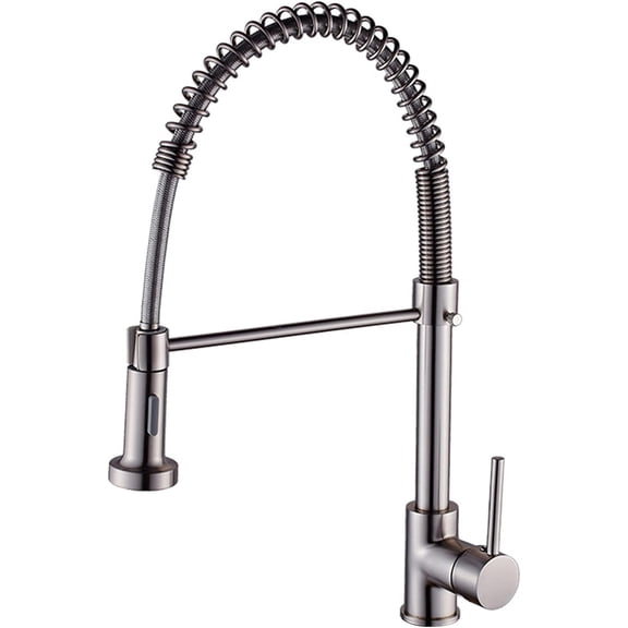 Kitchen Brushed Spring Swivel Kitchen Sink Faucet with Pull Down Sprayer, Single Handle Single Hole Copper Kitchen Sink Mixer Tap for Hot and Cold Water