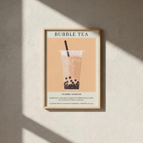Kitchen Bubble Tea Boba Milk Art Caffine Sign For Cafe Retro Asian Art ...