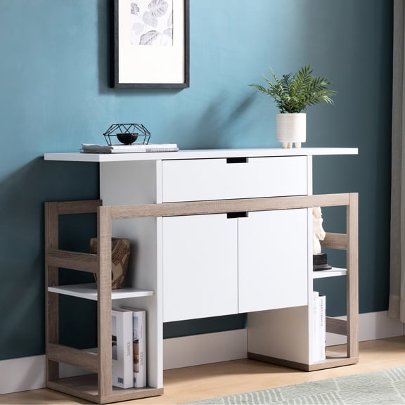 Kitchen Buffet Organizing Solution - 4 Shelves, White & Dark Taupe Keep Your And Organized Modern With Shelves Improve Storage Efficiency