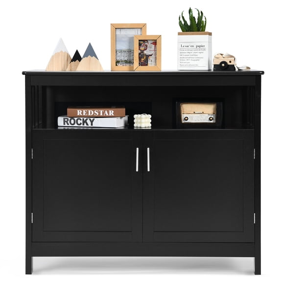 Kitchen Buffet Server Sideboard Storage Cabinet w/Shelf & 2 Doors Black
