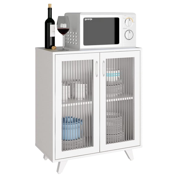 Kitchen Buffet Server Table Accent Sideboard Cupboard Server Buffet Console Table with Doors Cabinet (27inch, White)