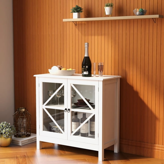 Kitchen Buffet with Double Glass Doors | Multipurpose Storage in Home Areas | Rustic Shaker Style Doors | Solve the Problem of Messy Storage