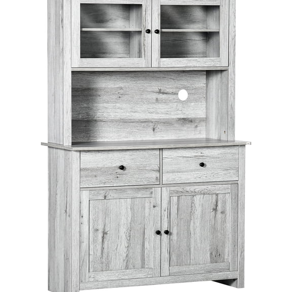 Kitchen Buffet with Glass Doors and Rustic Wood Grain / Add Old - charm to Kitchen