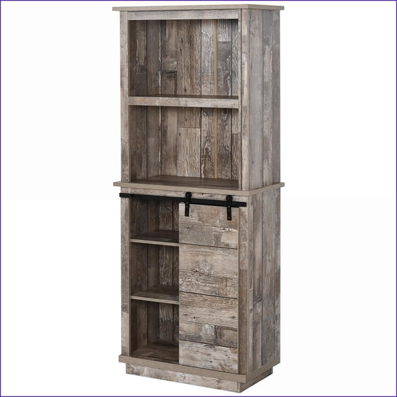 Kitchen Buffet with Hutch, Rustic Farmhouse Storage Cabinet with Sliding Barn Door | Adjustable Shelves | MDF