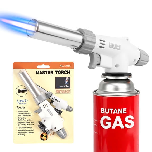 Kitchen Butane Torch Head 1300C Adjustable Flame Culinary Blow Torch Lighter for BBQ 516C